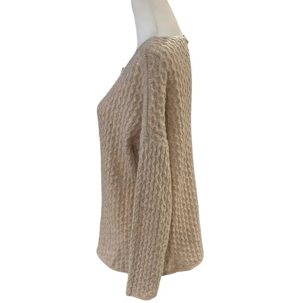 Joan Vass Studio Tan Women's Sweater Medium Wool Camel - Picture 2 of 4